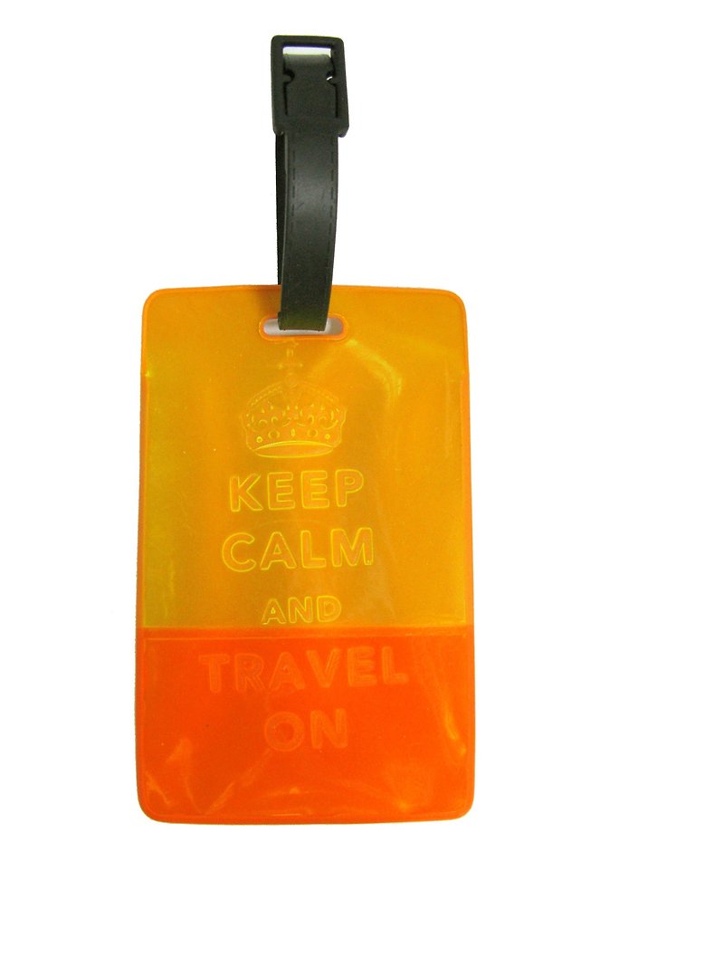 Keep Calm & Travel On Neon Jelly 3M Luggage Tag - Yellow - Orange - Luggage Tags - Plastic Yellow