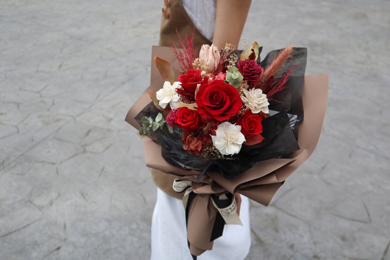 Immortal Bouquet | Red Flower Bouquet Immortal Dry Bouquet - ช่อดอกไม้แห้ง - พืช/ดอกไม้ สีแดง