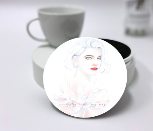 Ying Creative 瑩然創意工作室 時尚人像插畫陶瓷杯墊 - 我的生活由我掌控