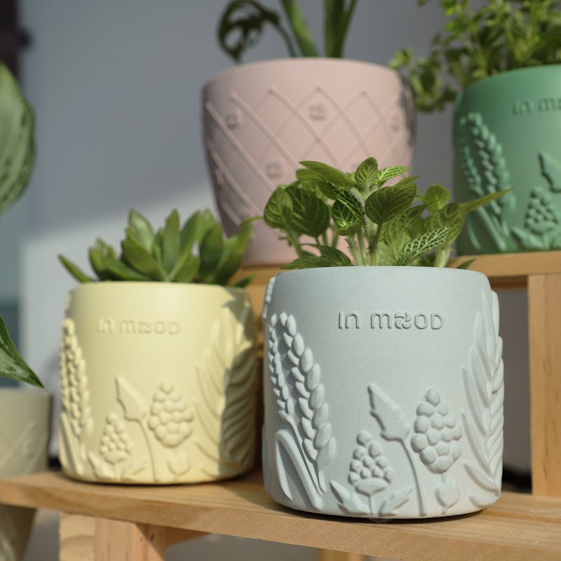 【In mood 一畝田】田園生活水泥盆器 10色水泥質感 - 盆栽/植栽 - 水泥 