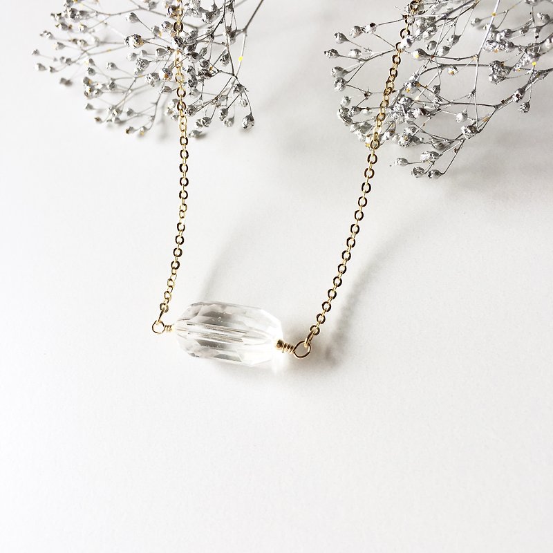<Birthstone in April> Crystal Quartz / Tumble Cut · Necklace - Necklaces - Gemstone Transparent