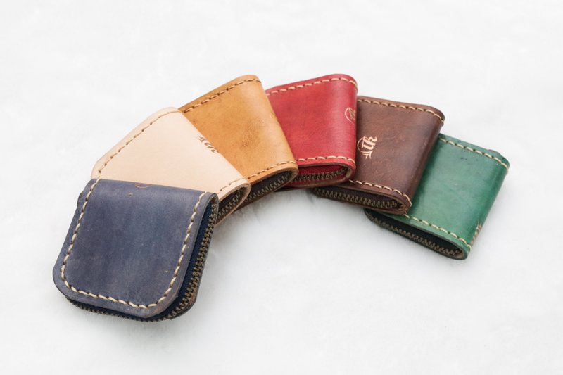 hand dyed mini wallet - Coin Purses - Genuine Leather Multicolor