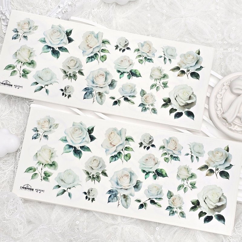 :White Rose: Matte Transparent sticker - 貼紙 - 其他材質 