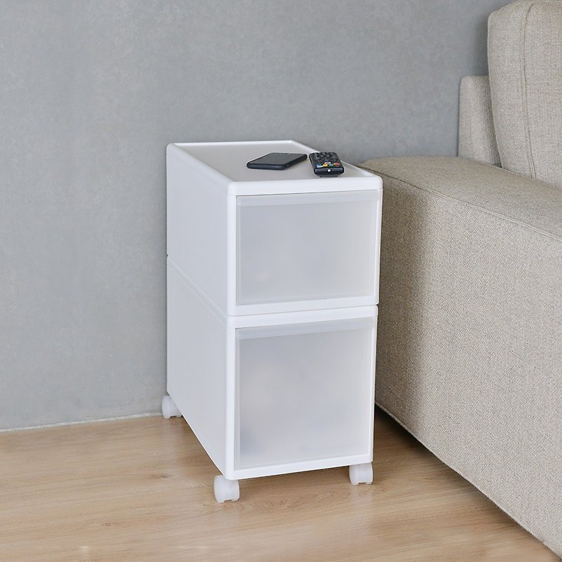 Japan like-it UNI-COM chest of drawers with wheels 25.5cm wide-1 high 1 low-2 into - Storage - Plastic White