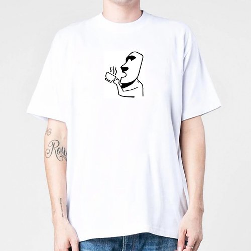 hipster 摩艾咖啡 Moai 短袖T恤 白色 coffee 秋冬 復活節島 石像 禮物