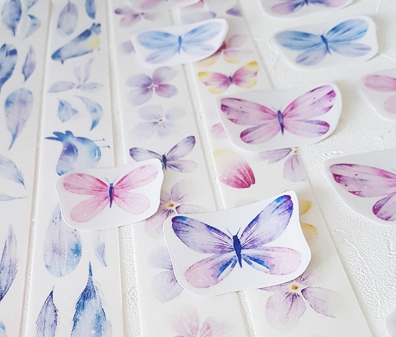 [Christmas pre-order gift special code] winter flower 85 fold blessing paper tape stickers all inclusive - Washi Tape - Paper Purple