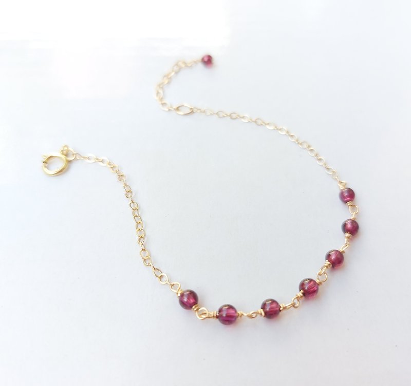 14kgf American Gold Bracelet/Purple Teeth Black Red Pomegranate | Handmade Custom Bracelet Necklace Earrings - สร้อยข้อมือ - คริสตัล 