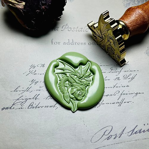 Stamp Rhapsody印章狂想曲 龍與玫瑰火漆印章浮雕3D立體復古章頭手帳信封印章