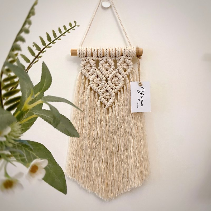 Macrame small woven diamond tassel wall hanging pendant gift camping decoration - Wall Décor - Cotton & Hemp 