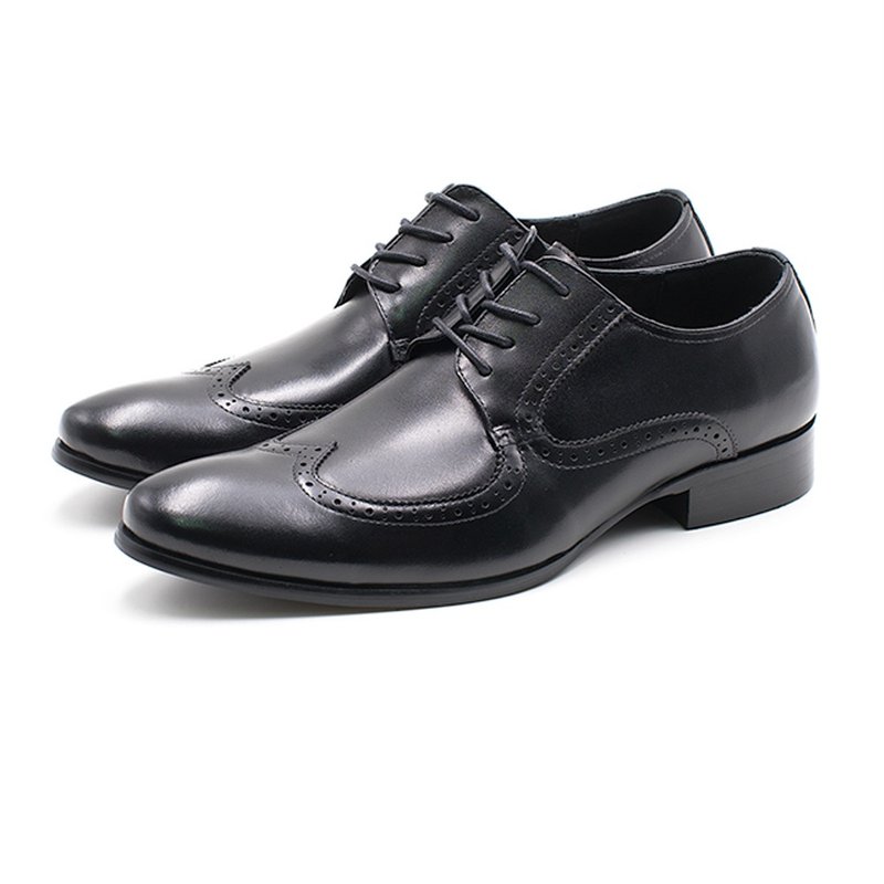 PQ fashionable aristocratic style carved men's leather shoes - black (also available in coffee) - Men's Leather Shoes - Other Materials 