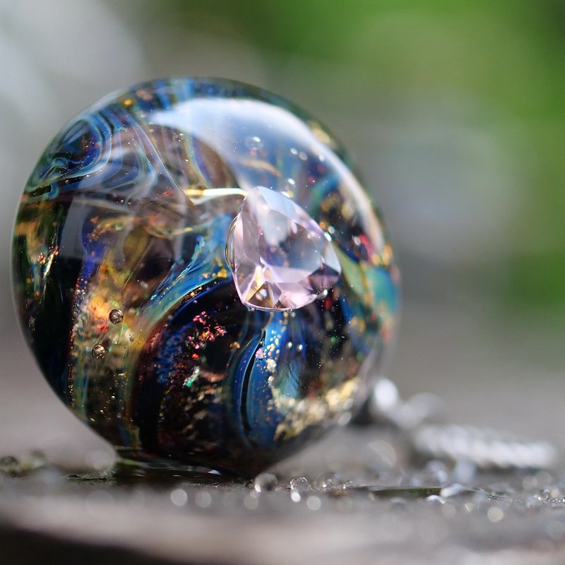 Rainbow unicorn Rainbow spell Glass pendant Glass ball  Galaxy Lampwork jewelry