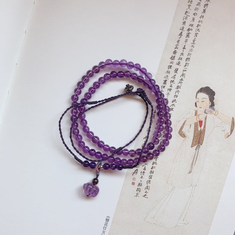 Lucky bag // Come back. Natural vintage braided amethyst bracelet + amethyst bracelet with healing - Bracelets - Crystal Purple