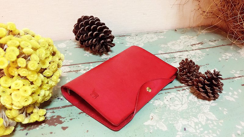 Red tanned leather handbook - สมุดบันทึก/สมุดปฏิทิน - หนังแท้ สีแดง