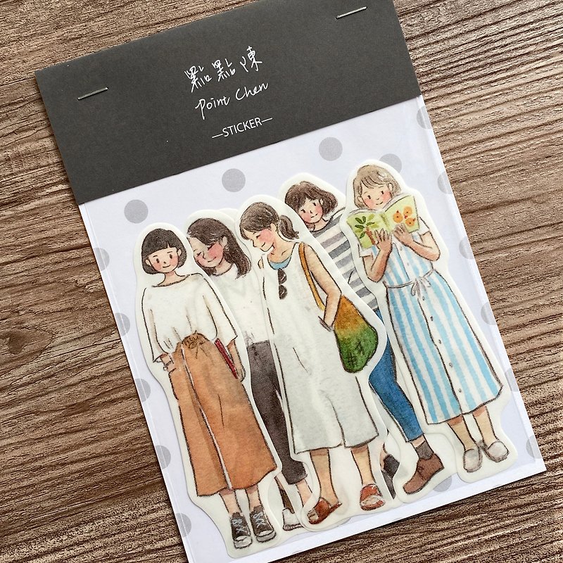 【Washi Paper Stickers】Girls in White Outfits - Stickers - Paper White