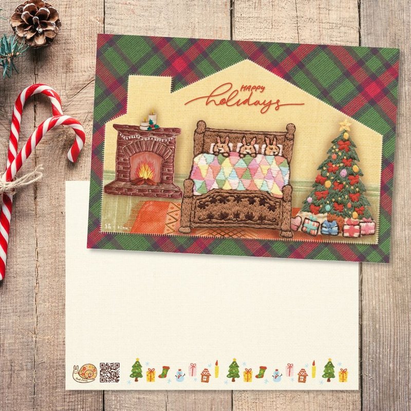 刺繡照片明信片No.10 聖誕節卡 - 卡片/明信片 - 紙 