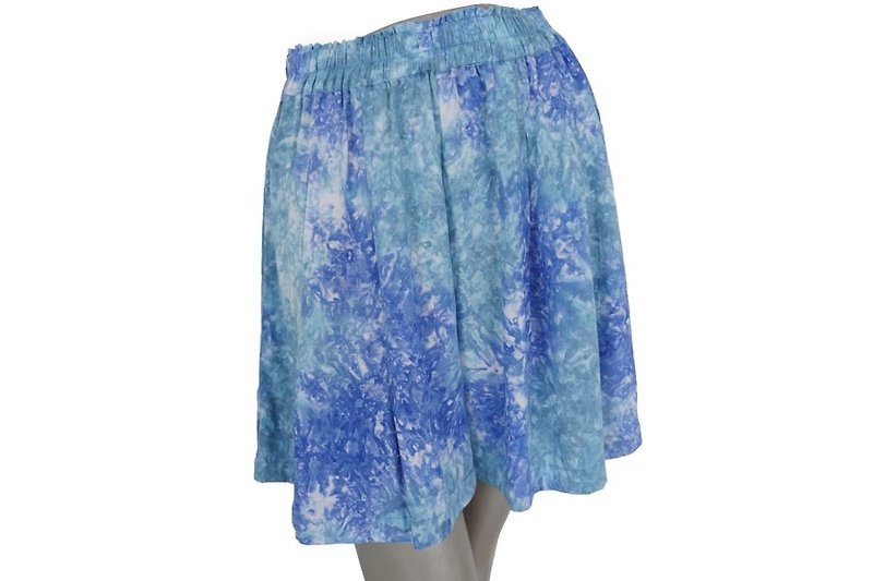 Uneven dyed beach culottes pants <Blue Marble> - กางเกงขายาว - วัสดุอื่นๆ สีน้ำเงิน