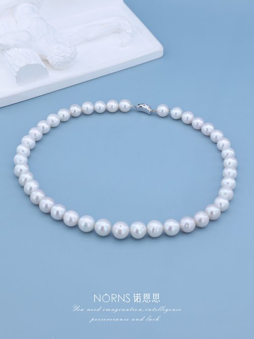 Gift for Daily 10-12mm白色天然淡水珍珠搭配925銀扣