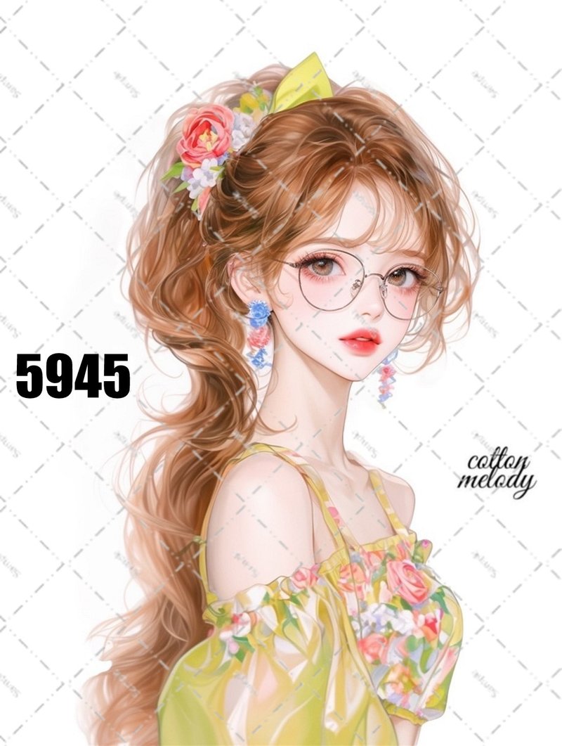 original sticker no.5945 人物ステッカー オリジナルステッカー 人物ステッカー 女の子ステッカー オリジナル人物ステッカー - 貼紙 - 紙 