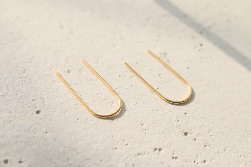Earring U shape 1019(a Crisis is a chance) - Earrings & Clip-ons - Other Metals Gold