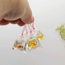手工黏土 迷你 微縮 金魚袋 琉金金魚 療癒擺飾