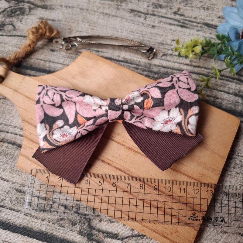 Bow hairpin-floral autumn - เครื่องประดับผม - ผ้าฝ้าย/ผ้าลินิน 