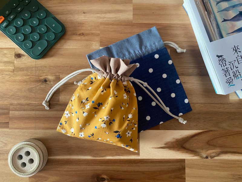 Drawstring pocket/cosmetic bag/storage bag:::Small floral - Toiletry Bags & Pouches - Cotton & Hemp Orange