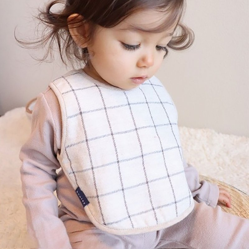 【kontex】Japanese organic cotton bib saliva towel-GRAPH series natural plaid - ผ้ากันเปื้อน - ผ้าฝ้าย/ผ้าลินิน หลากหลายสี