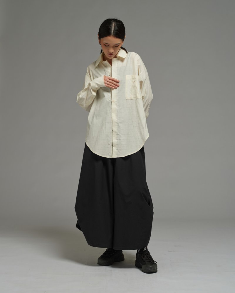 Unisex: The Batwing Shirt (Off White) - 女襯衫 - 棉．麻 白色