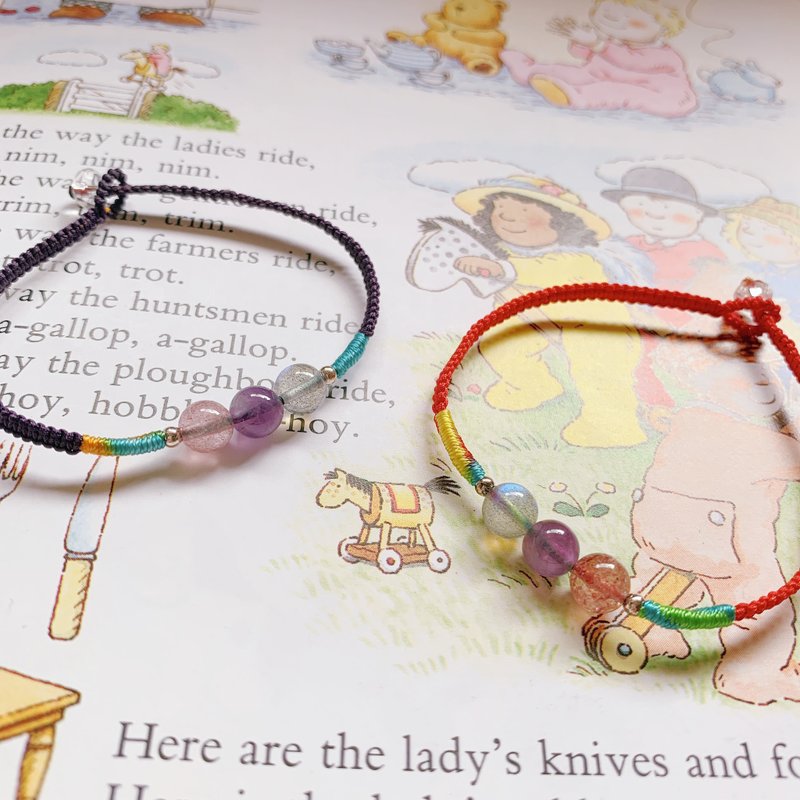 Friendship Lucky Bag // Strawberry Crystal + Amethyst + Moonstone Bracelet Sisters Same Model Gift Friendship Memorial Day Bracelet - สร้อยข้อมือ - คริสตัล หลากหลายสี