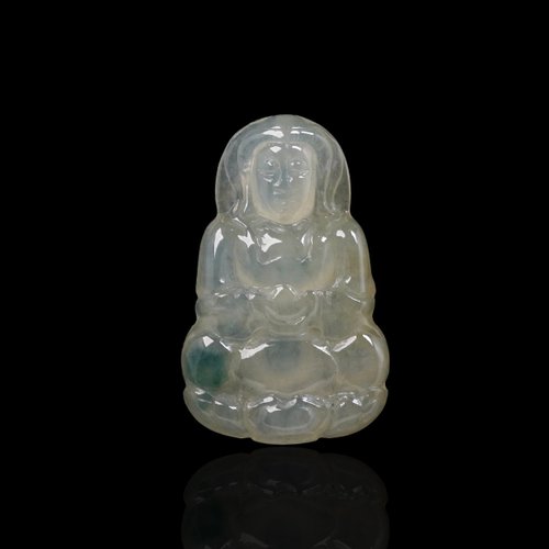 瓔珞翡翠 冰種飄花翡翠觀音菩薩項鍊 | 天然緬甸玉翡翠A貨 | 送禮
