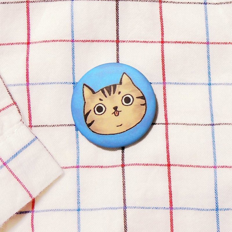 Cat cat x slightly - round small badge - เข็มกลัด/พิน - พลาสติก สีน้ำเงิน