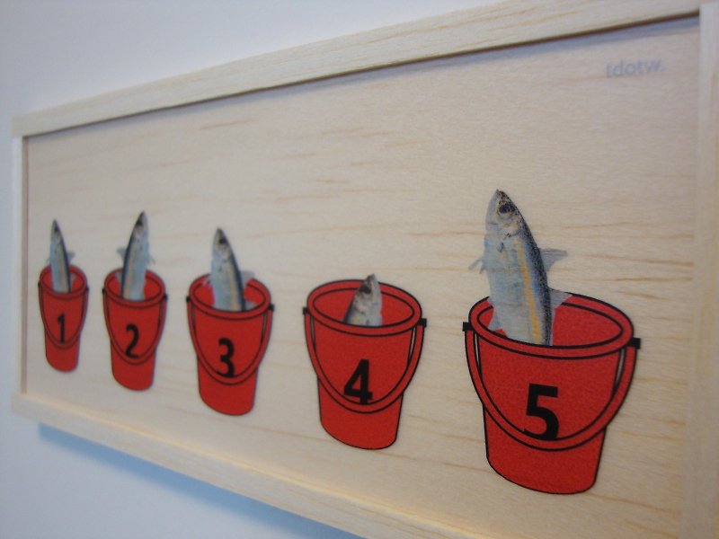 fish in the red bucket - Wall Décor - Wood Red