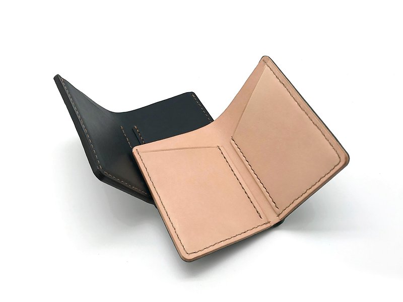 Leather Wallet / Card Holder / Bi-fold Wallet (13 colors / engraving service) - กระเป๋าสตางค์ - หนังแท้ สีน้ำเงิน
