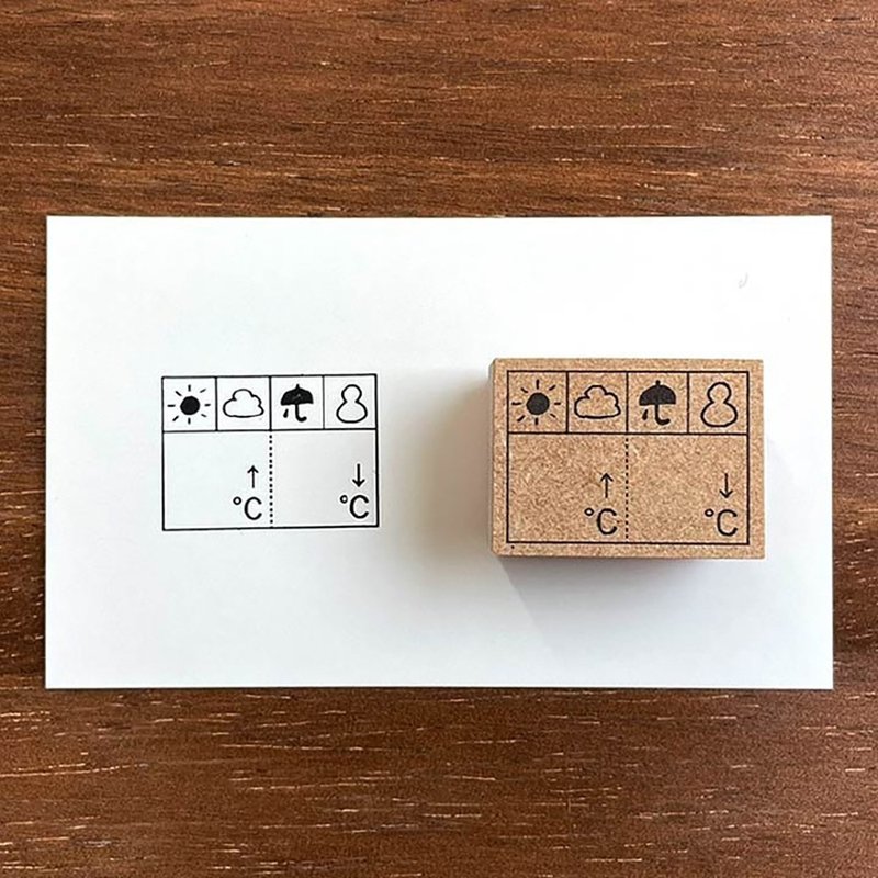 Weather and temperature record Diary stamp Rubber stamp Schedule book Diary Made in Japan b-033 - Stamps & Stamp Pads - Wood 