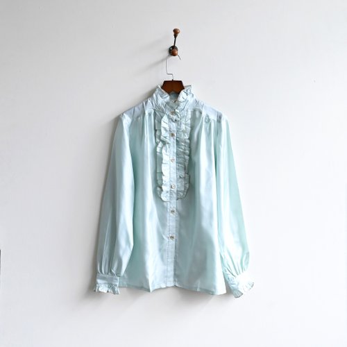 Sunny Vintage ミントグリーン サテン 花柄刺繍 チャイナガウン