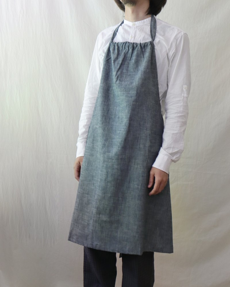 Ayuno Baking Craftsman's strappy apron light gray blue denim - ผ้ากันเปื้อน - ผ้าฝ้าย/ผ้าลินิน สีเทา