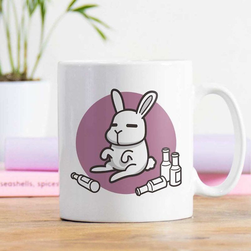 懶能量【兔】12生肖馬克杯 / 可客製文字 - 咖啡杯 - 瓷 白色