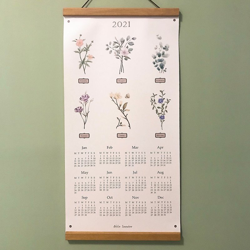 自然博物館/ 2021花草系年曆掛曆 - 年曆/桌曆 - 其他人造纖維 