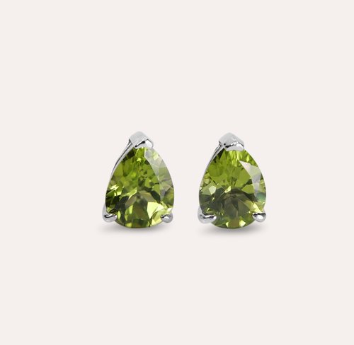 安珠 AND JEWEL 每天配戴的天然寶石 AND 橄欖石 綠色 水滴 6*8mm 耳環 經典系列 Pear E 天然寶石