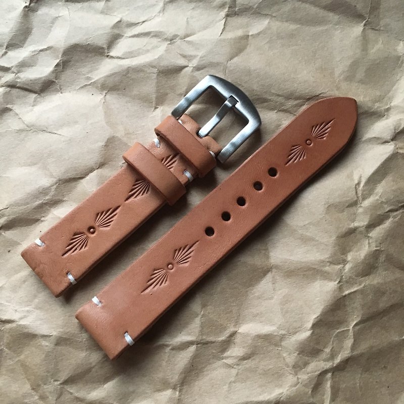 leather watch strap, watch band, custom made - สายนาฬิกา - หนังแท้ สีกากี