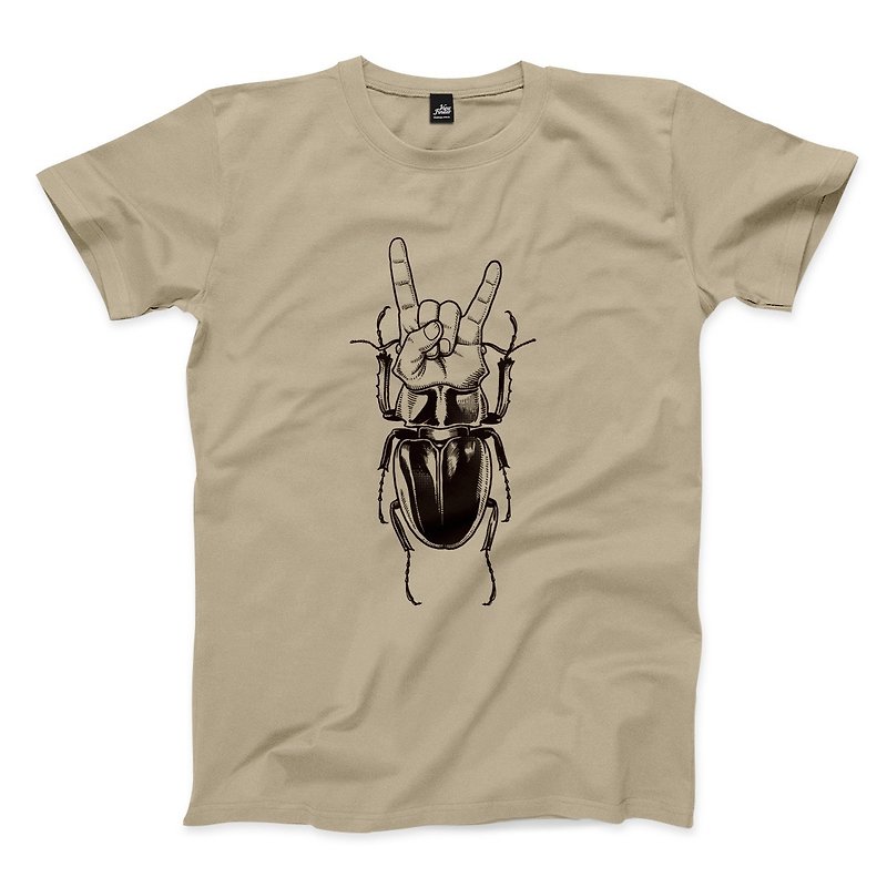 Rock and Roll - Khaki- Unisex T-shirt - เสื้อยืดผู้ชาย - ผ้าฝ้าย/ผ้าลินิน สีกากี