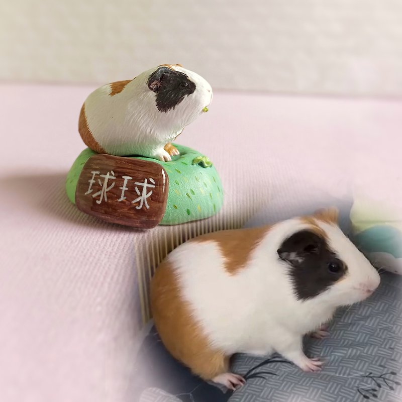 custom guinea pig small portrait from photo 宠物礼品 豚鼠小雕像 生日礼物 宠物定制 - หมอน - พลาสติก 