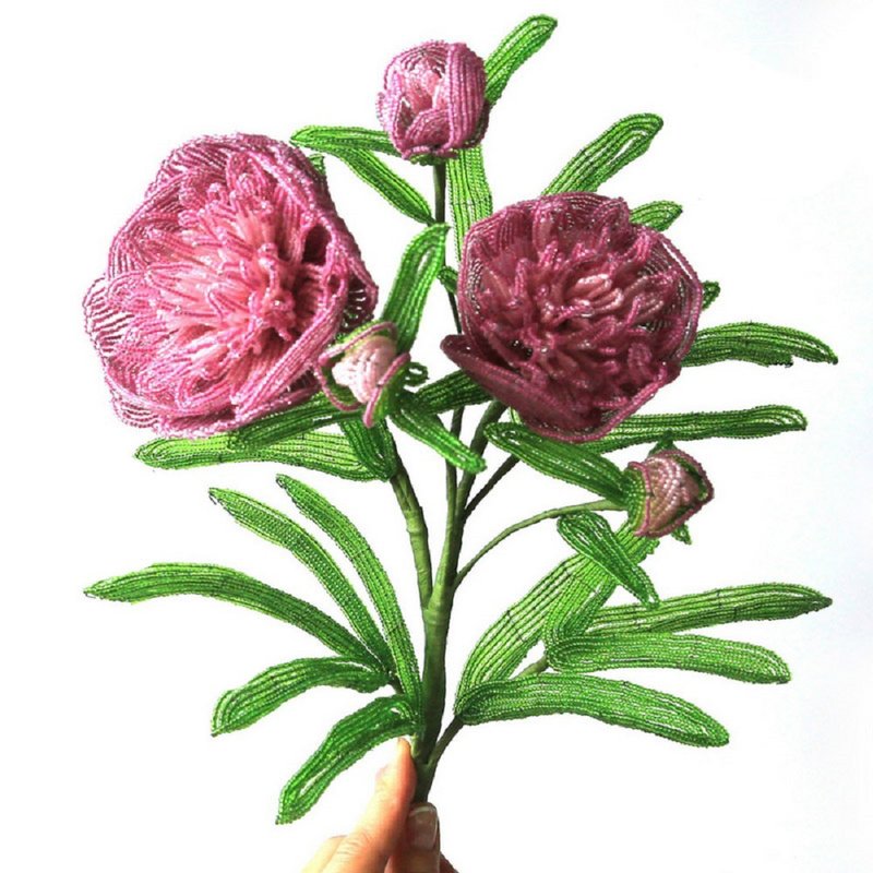 Digital Download - PDF | Beaded Flowers pattern | Peony - 手工藝教學/工具書 - 其他材質 