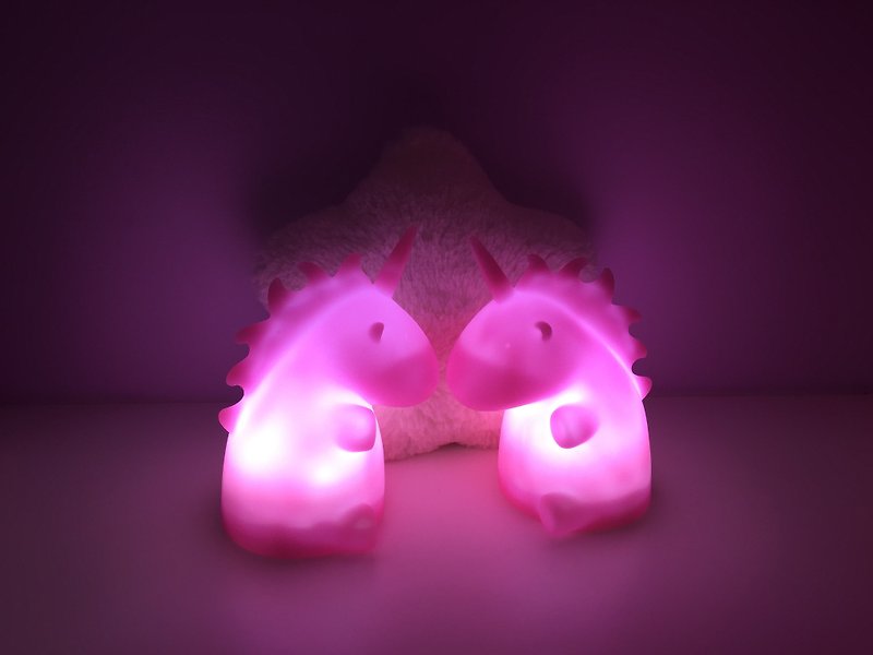 粉粉閨蜜獨角獸LED小夜燈組合(2入) - 燈具/燈飾 - 塑膠 粉紅色