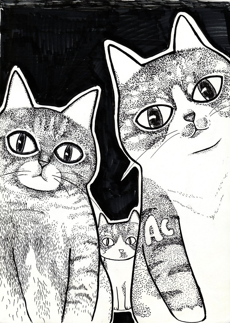 Pet painting / cat and dog customization - ภาพวาดบุคคล - กระดาษ 