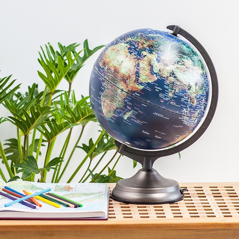 [Fast shipping] 12-inch satellite original appearance/metal base/touch three-section/three-dimensional globe - Items for Display - Plastic Blue