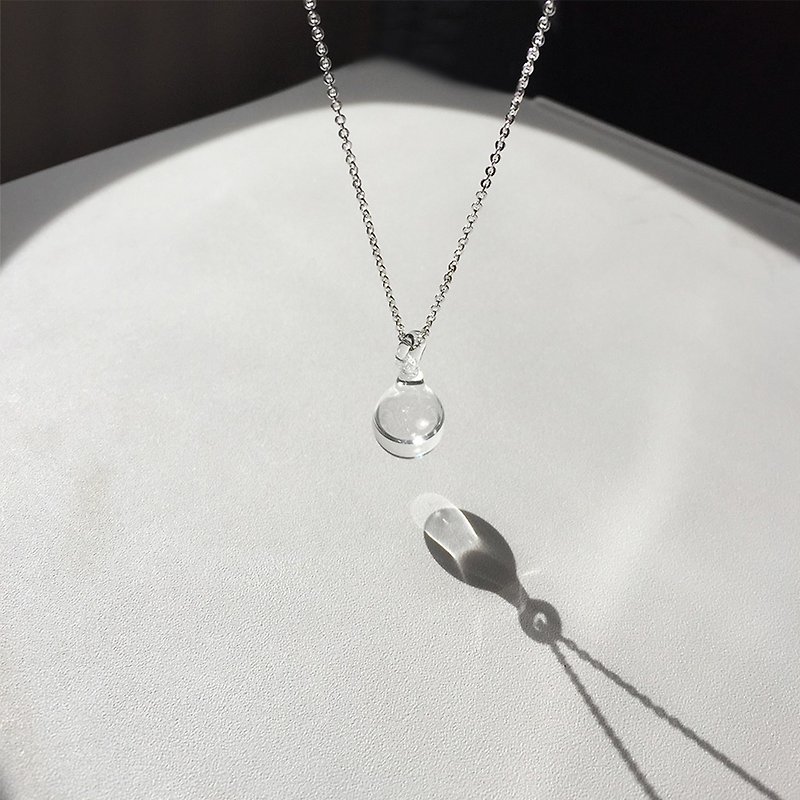 Small Dripping necklace raindrop water drop - Necklaces - Glass Transparent