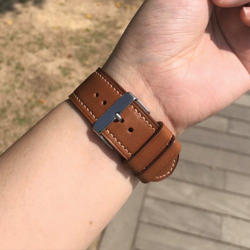 Bara Asah Workshop 【AppleWatch錶帶】橙啡色植鞣牛皮/法國防汗皮/義大利皮革