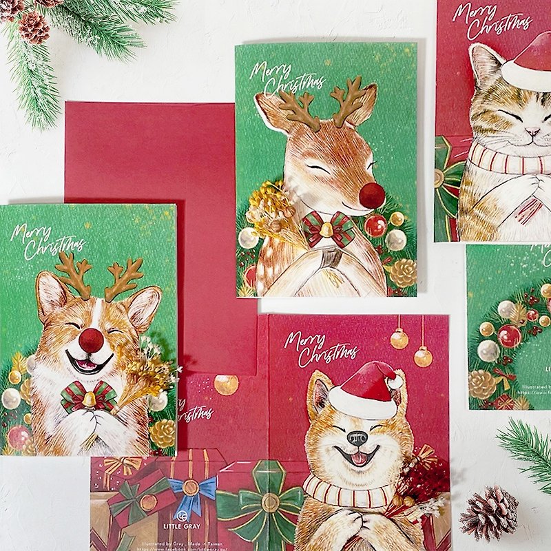 【86 styles available】Christmas styling_dried animal flower card - การ์ด/โปสการ์ด - กระดาษ หลากหลายสี