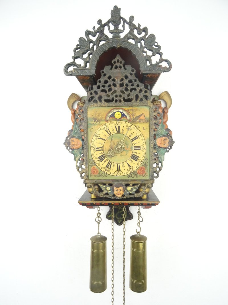 FRIESIAN MERMAID NAUTICAL DUTCH VINTAGE ANTIQUE WALL CLOCK (WARMINK WUBA) - 時鐘/鬧鐘 - 木頭 綠色